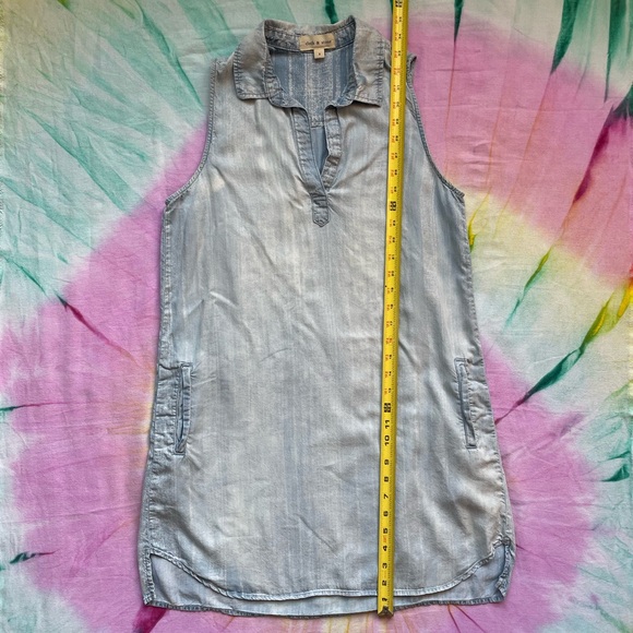 Cloth & Stone Light Wash Denim Sleeveless A-Line V-Neck Shift Dress | Size S - Picture 9 of 13